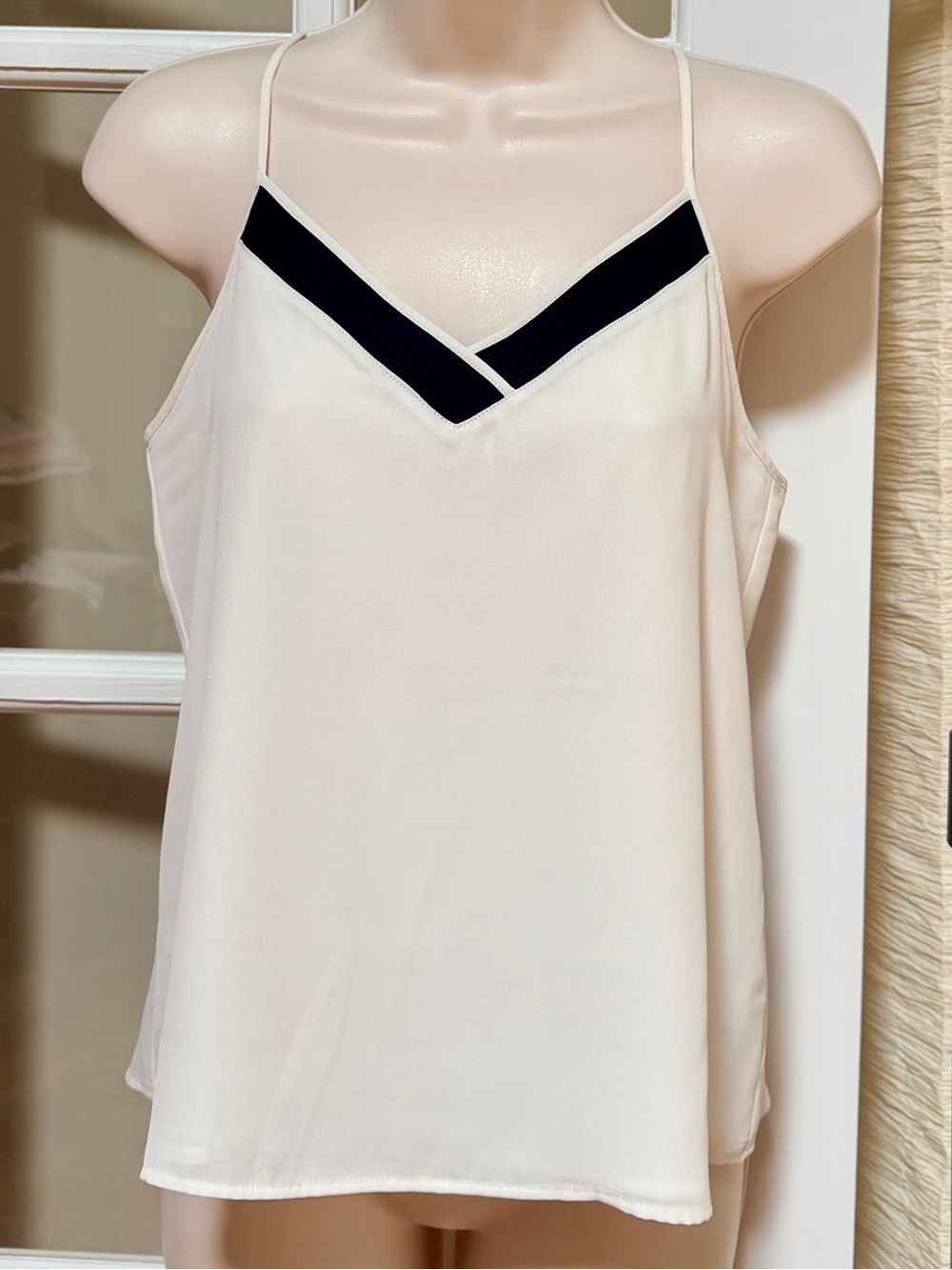 Banana Republic Cream Camisole with Black V-Neck Trim
